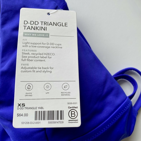 NWT ATHLETA TRIANGLE TANKINI TOP Blue - Picture 5 of 8